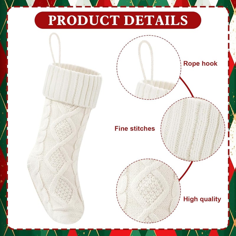Doitory Store Christmas Stockings 18 Inches,Long Knitted Socks Christmas Decoration Hanging Stocking Fireplace Xmas Tree Stocking for Home Family（2white+2gray） - Image 3